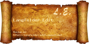 Langfelder Edit névjegykártya
